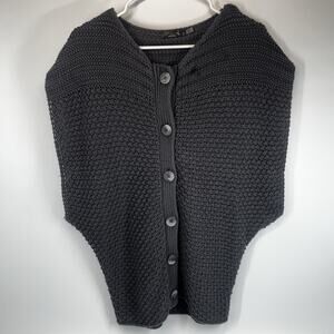 Prana Estee Gray Chunky Knit Sweater Vest Size Small Button Up Organic Cotton